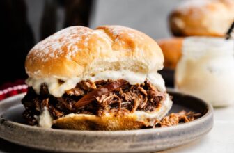 Gradual Cooker Shredded Beef and Horseradish Sandwiches